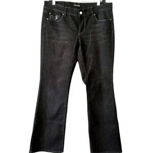 White House Black Market WHBM Womens Black Noir Boot Leg Cut Denim Jeans US 10 S